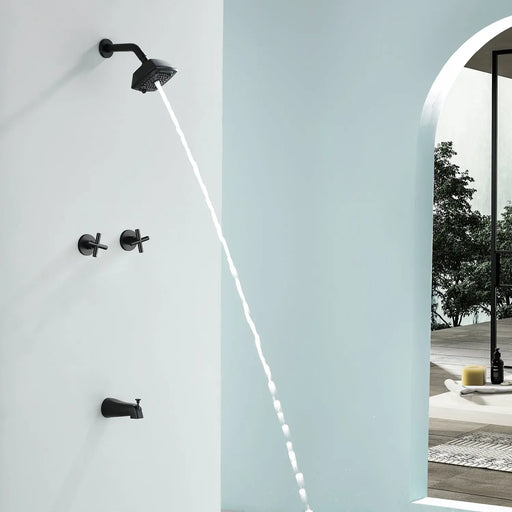Bathroom Tub and Shower Set with 2-Handle Shower Valve & Trim Kit, 5-Spray Shower Head, Tub Spout with Diverter, Matte Black, Brushed Nickel, Brushed Gold bathroom-tub-and-shower-set-with-2-handle-shower-valve-trim-kit-5-spray-shower-head-tub-spout-with-diverter-matte-black-brushed-nickel-brushed-gold 