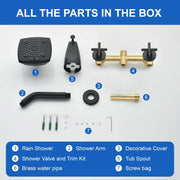 Bathroom Tub and Shower Set with 2-Handle Shower Valve & Trim Kit, 5-Spray Shower Head, Tub Spout with Diverter, Matte Black, Brushed Nickel, Brushed Gold bathroom-tub-and-shower-set-with-2-handle-shower-valve-trim-kit-5-spray-shower-head-tub-spout-with-diverter-matte-black-brushed-nickel-brushed-gold 