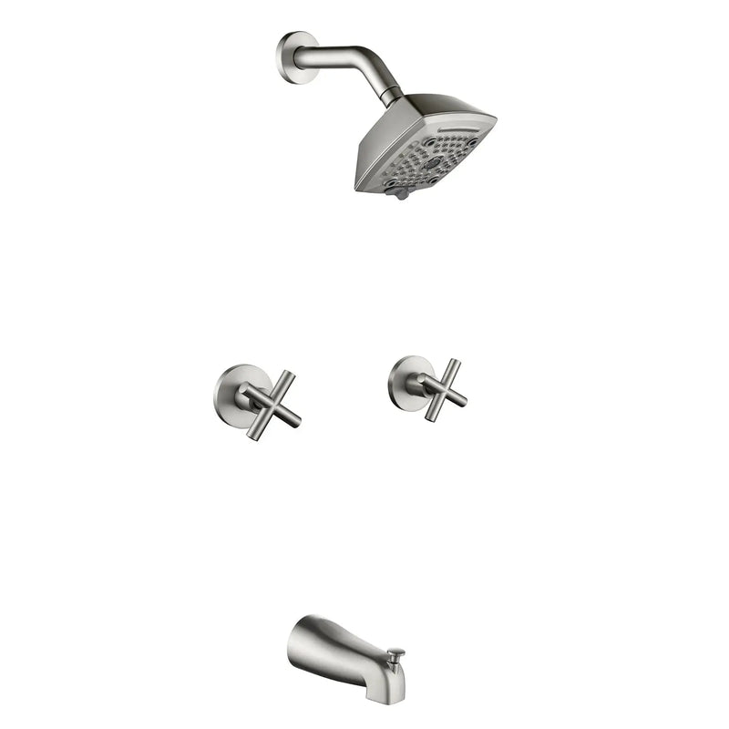 Bathroom Tub and Shower Set with 2-Handle Shower Valve & Trim Kit, 5-Spray Shower Head, Tub Spout with Diverter, Matte Black, Brushed Nickel, Brushed Gold bathroom-tub-and-shower-set-with-2-handle-shower-valve-trim-kit-5-spray-shower-head-tub-spout-with-diverter-matte-black-brushed-nickel-brushed-gold 