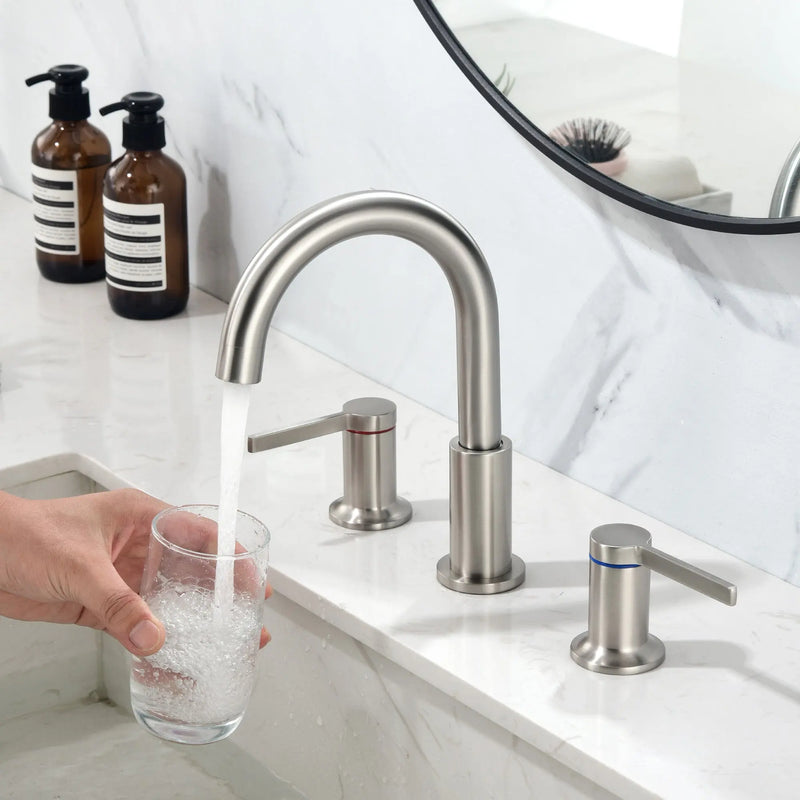 Bathroom Vanity Sink Faucet 3 Holes, Mordern 2 Handle 8 Inch Widespread Bathroom Lavatory shamanda-8-inch-widespread-faucet-matte-black 