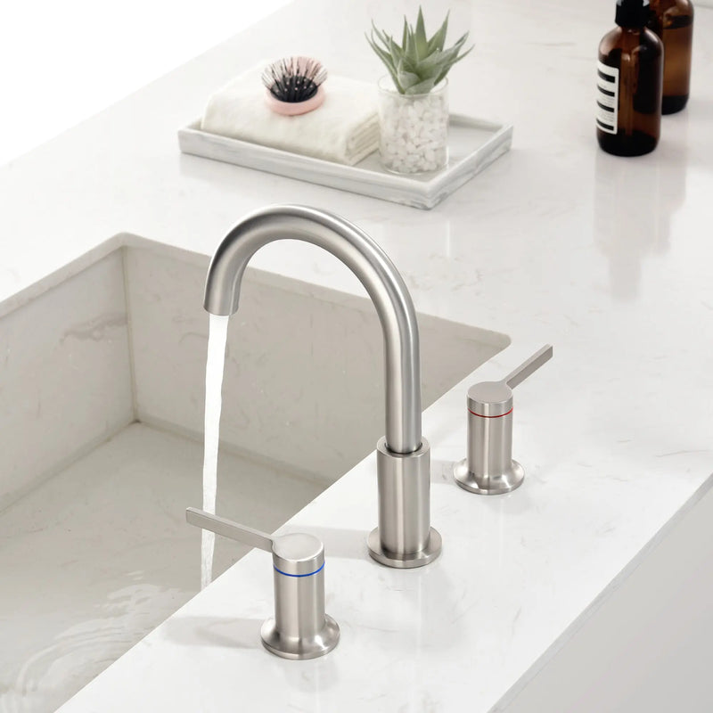 Bathroom Vanity Sink Faucet 3 Holes, Mordern 2 Handle 8 Inch Widespread Bathroom Lavatory shamanda-8-inch-widespread-faucet-matte-black 