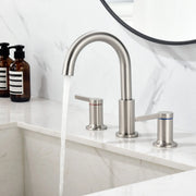 Bathroom Vanity Sink Faucet 3 Holes, Mordern 2 Handle 8 Inch Widespread Bathroom Lavatory shamanda-8-inch-widespread-faucet-matte-black Brushed Nickel / Brass / 14.65 x 11.26 x 2.91 inches