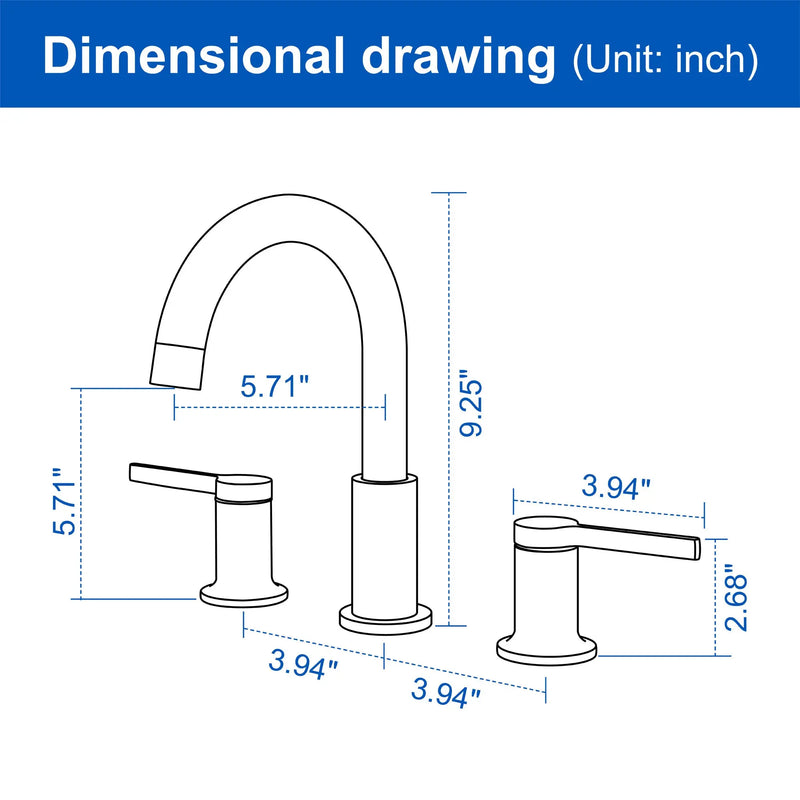 Bathroom Vanity Sink Faucet 3 Holes, Mordern 2 Handle 8 Inch Widespread Bathroom Lavatory shamanda-8-inch-widespread-faucet-matte-black 