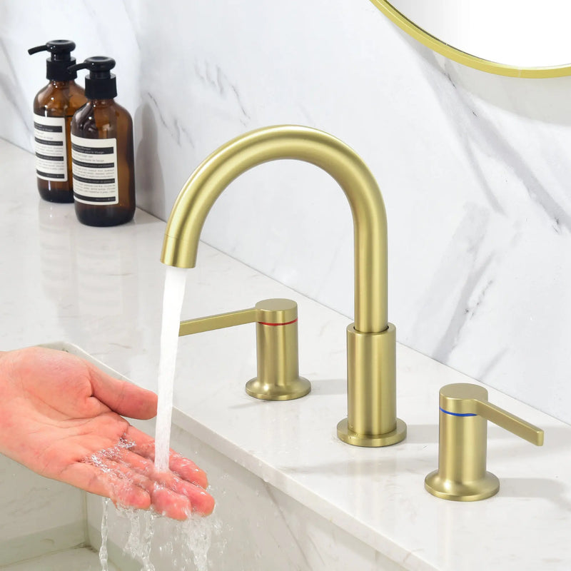Bathroom Vanity Sink Faucet 3 Holes, Mordern 2 Handle 8 Inch Widespread Bathroom Lavatory shamanda-8-inch-widespread-faucet-matte-black 