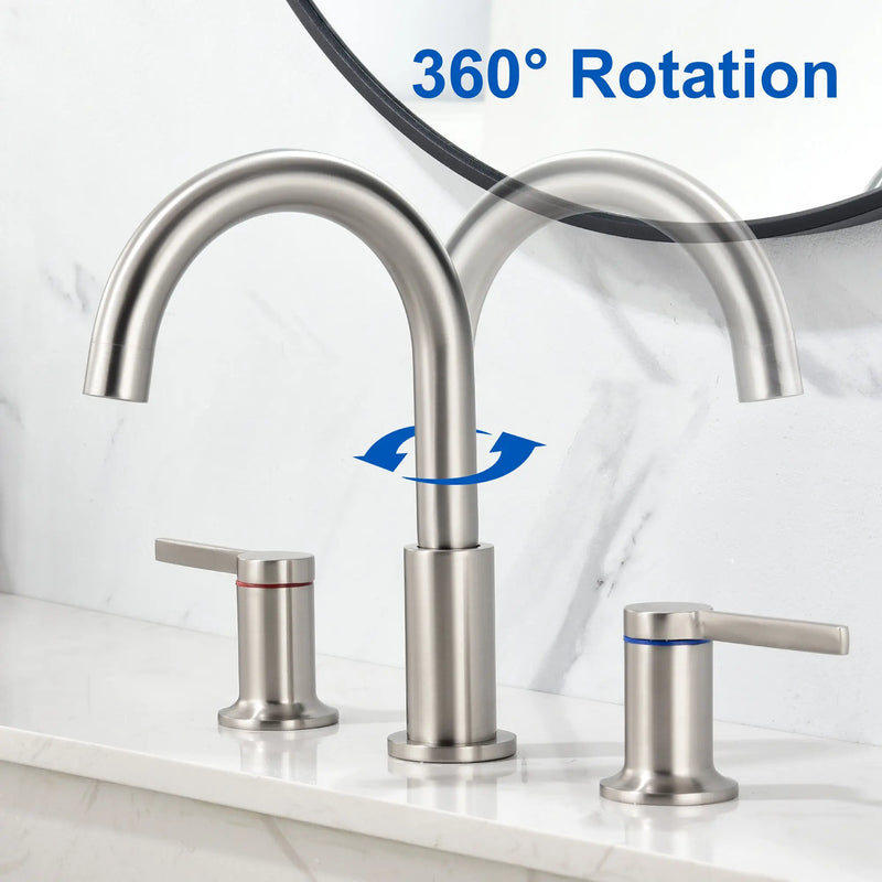 Bathroom Vanity Sink Faucet 3 Holes, Mordern 2 Handle 8 Inch Widespread Bathroom Lavatory shamanda-8-inch-widespread-faucet-matte-black 