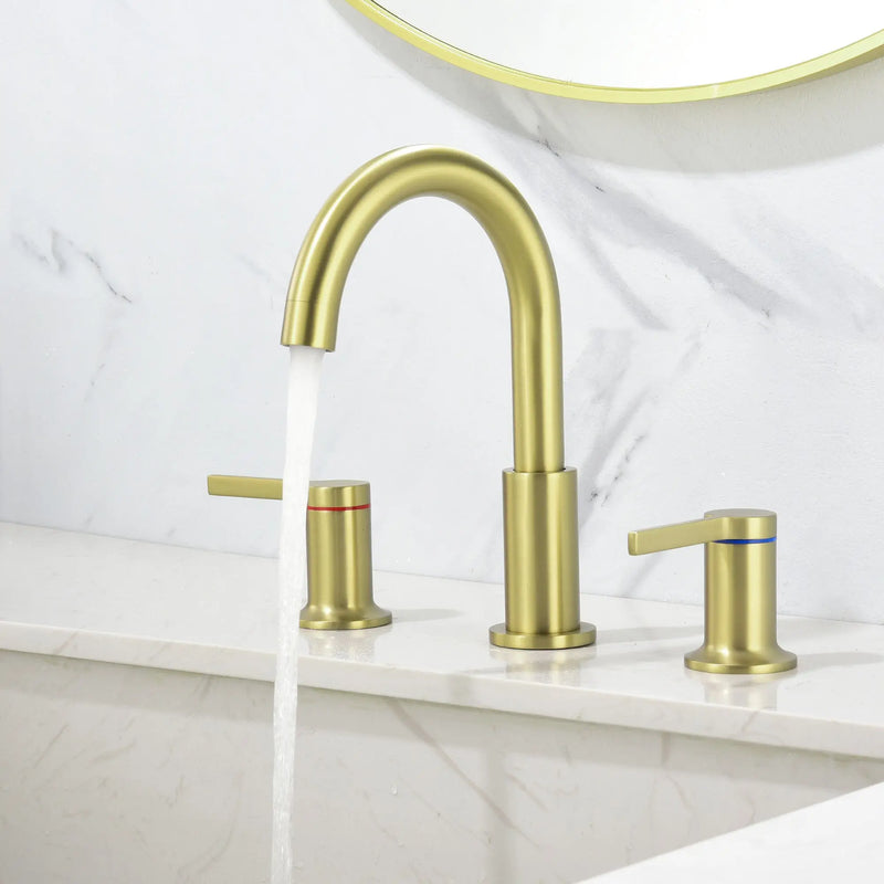 Bathroom Vanity Sink Faucet 3 Holes, Mordern 2 Handle 8 Inch Widespread Bathroom Lavatory shamanda-8-inch-widespread-faucet-matte-black 