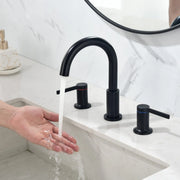 Bathroom Vanity Sink Faucet 3 Holes, Mordern 2 Handle 8 Inch Widespread Bathroom Lavatory shamanda-8-inch-widespread-faucet-matte-black 