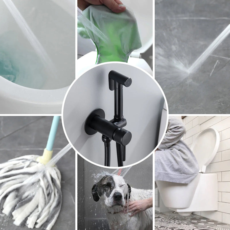 Bidet Sprayer for Toilet, Brass Handheld Sprayer Attachment with hose for Feminine Wash, Baby Diaper Cloth Washer and Shower Sprayer for Pet, Wall or Toilet Mount bidet-sprayer 