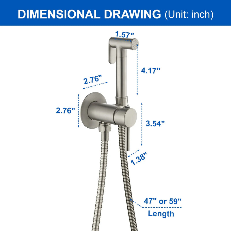 Bidet Sprayer for Toilet, Brass Handheld Sprayer Attachment with hose for Feminine Wash, Baby Diaper Cloth Washer and Shower Sprayer for Pet, Wall or Toilet Mount bidet-sprayer 