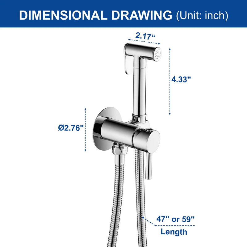 Bidet Sprayer for Toilet, Brass Handheld Sprayer Attachment with hose for Feminine Wash, Baby Diaper Cloth Washer and Shower Sprayer for Pet, Wall or Toilet Mount bidet-sprayer 