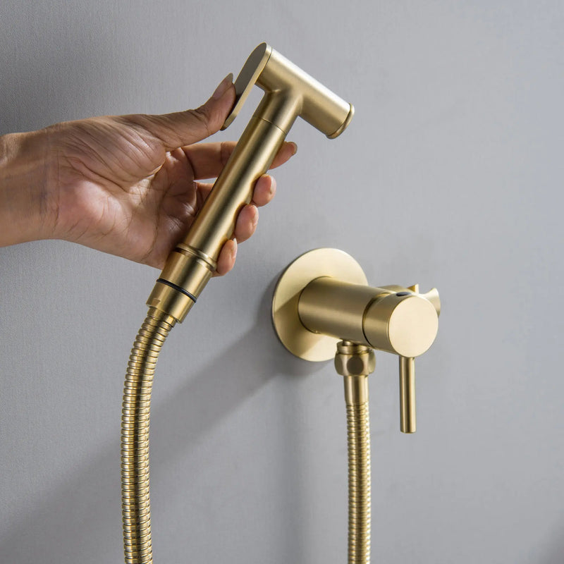 Bidet Sprayer for Toilet, Brass Handheld Sprayer Attachment with hose for Feminine Wash, Baby Diaper Cloth Washer and Shower Sprayer for Pet, Wall or Toilet Mount bidet-sprayer 