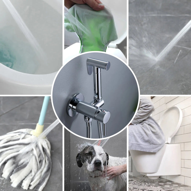Bidet Sprayer for Toilet, Brass Handheld Sprayer Attachment with hose for Feminine Wash, Baby Diaper Cloth Washer and Shower Sprayer for Pet, Wall or Toilet Mount bidet-sprayer 