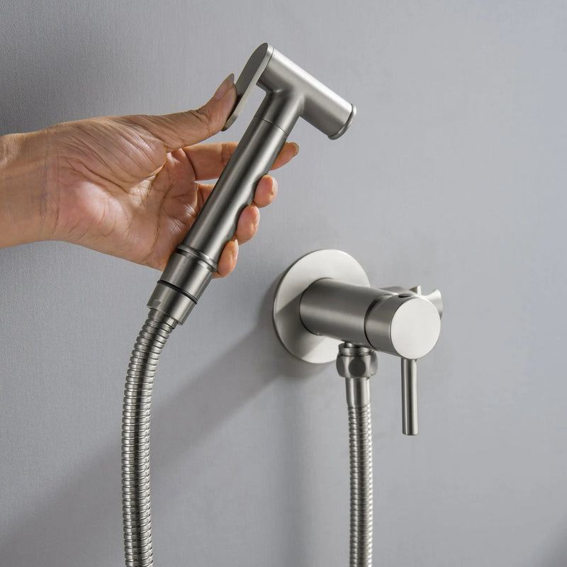 Bidet Sprayer for Toilet, Brass Handheld Sprayer Attachment with hose for Feminine Wash, Baby Diaper Cloth Washer and Shower Sprayer for Pet, Wall or Toilet Mount bidet-sprayer 