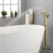 Brass Freestanding Bathtub Faucet with Hand Shower - Matte Black, Brushed Nickel, Brushed Gold brass-freestanding-bathtub-faucet-with-hand-shower 
