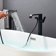 Brass Freestanding Bathtub Faucet with Hand Shower - Matte Black, Brushed Nickel, Brushed Gold Floor Mounted  
