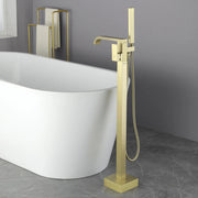 Brass Freestanding Bathtub Faucet with Hand Shower - Matte Black, Brushed Nickel, Brushed Gold brass-freestanding-bathtub-faucet-with-hand-shower 