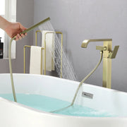 Brass Freestanding Bathtub Faucet with Hand Shower - Matte Black, Brushed Nickel, Brushed Gold brass-freestanding-bathtub-faucet-with-hand-shower 