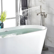 Brass Freestanding Bathtub Faucet with Hand Shower - Matte Black, Brushed Nickel, Brushed Gold brass-freestanding-bathtub-faucet-with-hand-shower 