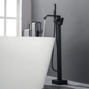 Brass Freestanding Bathtub Faucet with Hand Shower - Matte Black, Brushed Nickel, Brushed Gold Floor Mounted  
