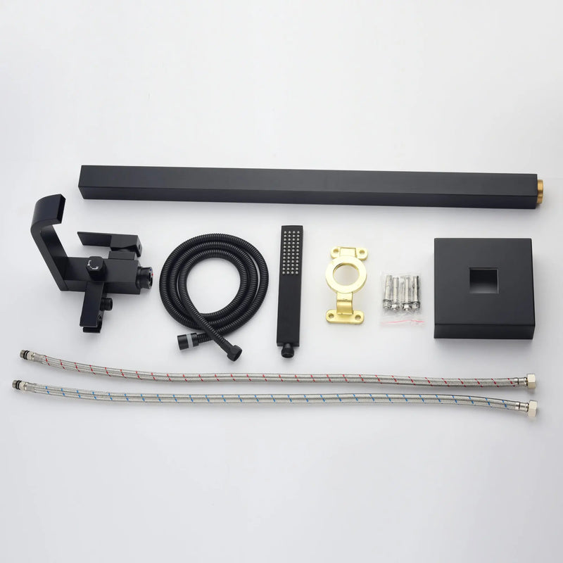 Brass Freestanding Bathtub Faucet with Hand Shower - Matte Black, Brushed Nickel, Brushed Gold Floor Mounted  