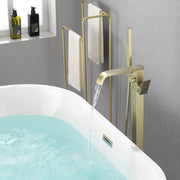 Brass Freestanding Bathtub Faucet with Hand Shower - Matte Black, Brushed Nickel, Brushed Gold brass-freestanding-bathtub-faucet-with-hand-shower Gold / Brass / 32.3 x 11.8 x 7.1 inches