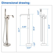 Brass Freestanding Bathtub Faucet with Hand Shower - Matte Black, Brushed Nickel, Brushed Gold brass-freestanding-bathtub-faucet-with-hand-shower 