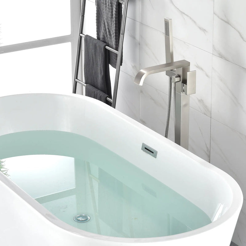 Brass Freestanding Bathtub Faucet with Hand Shower - Matte Black, Brushed Nickel, Brushed Gold brass-freestanding-bathtub-faucet-with-hand-shower Brushed Nickel / Brass / 32.3 x 11.8 x 7.1 inches