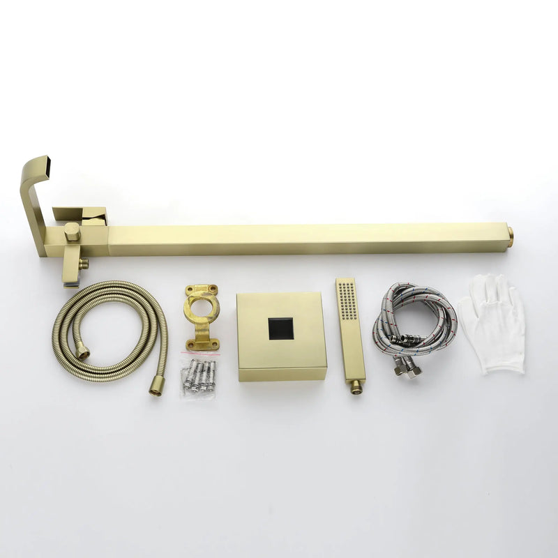 Brass Freestanding Bathtub Faucet with Hand Shower - Matte Black, Brushed Nickel, Brushed Gold brass-freestanding-bathtub-faucet-with-hand-shower 