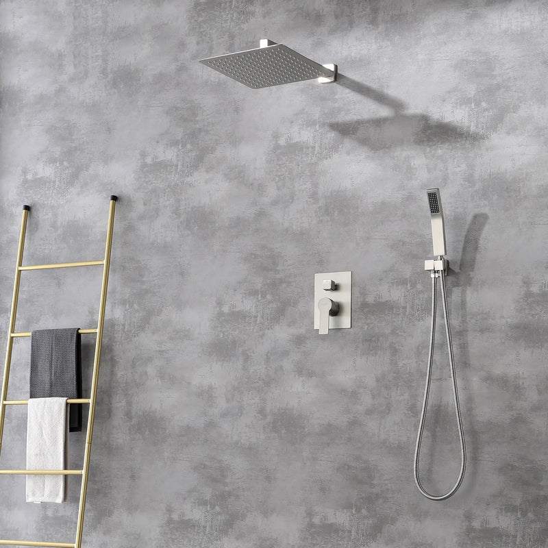 Brass Rainfall Shower System, Luxuly Bathroom Shower Faucet Combo Set Brushed Champaign shamanda-rainfall-shower-system-brushed-champagne-gold 