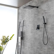Brass Rainfall Shower System, Luxuly Bathroom Shower Faucet Combo Set Brushed Champaign shamanda-rainfall-shower-system-brushed-champagne-gold Black / 12" steel shower head / Brass
