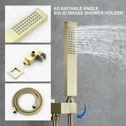 Brass Rainfall Shower System, Luxuly Bathroom Shower Faucet Combo Set Brushed Champaign shamanda-rainfall-shower-system-brushed-champagne-gold 