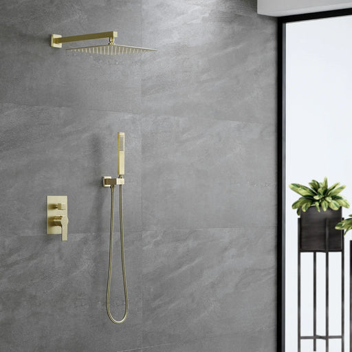 Brass Rainfall Shower System, Luxuly Bathroom Shower Faucet Combo Set Brushed Champaign shamanda-rainfall-shower-system-brushed-champagne-gold 