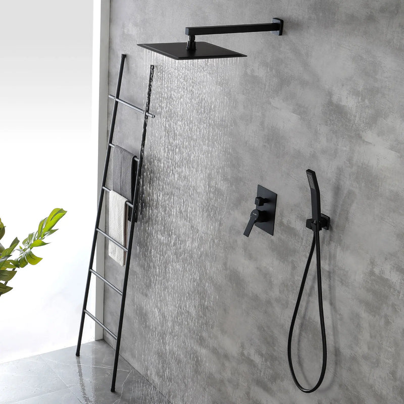 Brass Rainfall Shower System, Luxuly Bathroom Shower Faucet Combo Set Brushed Champaign shamanda-rainfall-shower-system-brushed-champagne-gold 