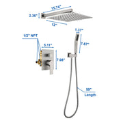 Brass Rainfall Shower System, Luxuly Bathroom Shower Faucet Combo Set Brushed Champaign shamanda-rainfall-shower-system-brushed-champagne-gold 