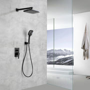 Brass Rainfall Shower System, Luxuly Bathroom Shower Faucet with 3-spray hand shower brass-rainfall-shower-system-luxuly-bathroom-shower-faucet Black / Brass / 17.72 x 13.43 x 5.67 inches