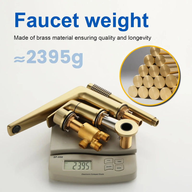 Brass Roman Tub Faucet 4 Piece Deck Mounted Bath Tap with Handshower - Brushed Gold, Brushed Nickel, Matte Black, Chrome brass-roman-tub-faucet-4-piece-deck-mounted-bath-tap-with-handshower-brushed-gold-brushed-nickel-matte-black-chrome 