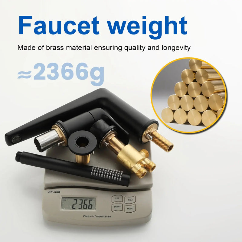 Brass Roman Tub Faucet 4 Piece Deck Mounted Bath Tap with Handshower - Brushed Gold, Brushed Nickel, Matte Black, Chrome brass-roman-tub-faucet-4-piece-deck-mounted-bath-tap-with-handshower-brushed-gold-brushed-nickel-matte-black-chrome 