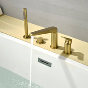 Brass Roman Tub Faucet 4 Piece Deck Mounted Bath Tap with Handshower - Brushed Gold, Brushed Nickel, Matte Black, Chrome brass-roman-tub-faucet-4-piece-deck-mounted-bath-tap-with-handshower-brushed-gold-brushed-nickel-matte-black-chrome 
