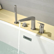 Brass Roman Tub Faucet 4 Piece Deck Mounted Bath Tap with Handshower - Brushed Gold, Brushed Nickel, Matte Black, Chrome brass-roman-tub-faucet-4-piece-deck-mounted-bath-tap-with-handshower-brushed-gold-brushed-nickel-matte-black-chrome Brushed Nickel / Brass & SUS304 / 17.7*12.8*3.5inches