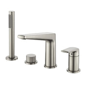 Brass Roman Tub Faucet 4 Piece Deck Mounted Bath Tap with Handshower - Brushed Gold, Brushed Nickel, Matte Black, Chrome brass-roman-tub-faucet-4-piece-deck-mounted-bath-tap-with-handshower-brushed-gold-brushed-nickel-matte-black-chrome 