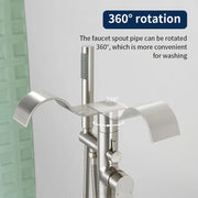 Brass Waterfall Floor-Mount Tub Faucet Single Lever Freestanding Bath Taps with Hand Shower brass-waterfall-floor-mount-tub-faucet-single-lever-freestanding-bath-taps-with-hand-shower 