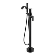 Brass Waterfall Floor-Mount Tub Faucet Single Lever Freestanding Bath Taps with Hand Shower brass-waterfall-floor-mount-tub-faucet-single-lever-freestanding-bath-taps-with-hand-shower Matte Black / Brass & SUS304 / 31.9*12*3.7 inches