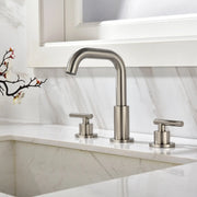 Brass Widespread Bathroom Faucet Two Handle Three Hole Vanity Sink Faucet shamanda-3-hole-widespread-faucet-brushed-gold 
