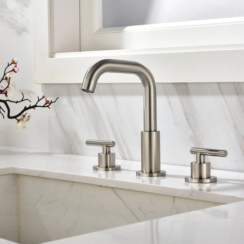 Brass Widespread Bathroom Faucet Two Handle Three Hole Vanity Sink Faucet shamanda-3-hole-widespread-faucet-brushed-gold 