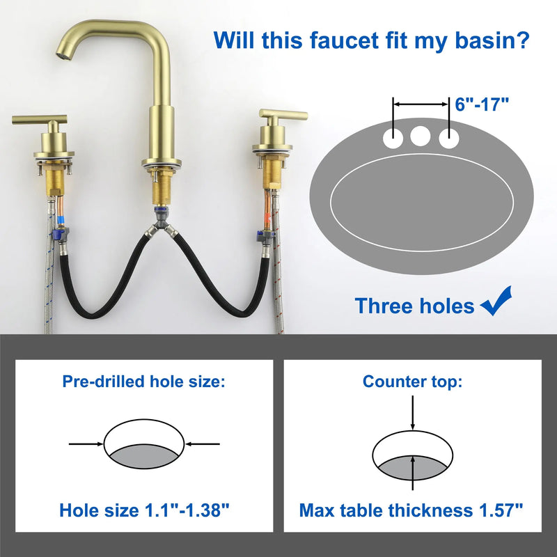 Brass Widespread Bathroom Faucet Two Handle Three Hole Vanity Sink Faucet shamanda-3-hole-widespread-faucet-brushed-gold 