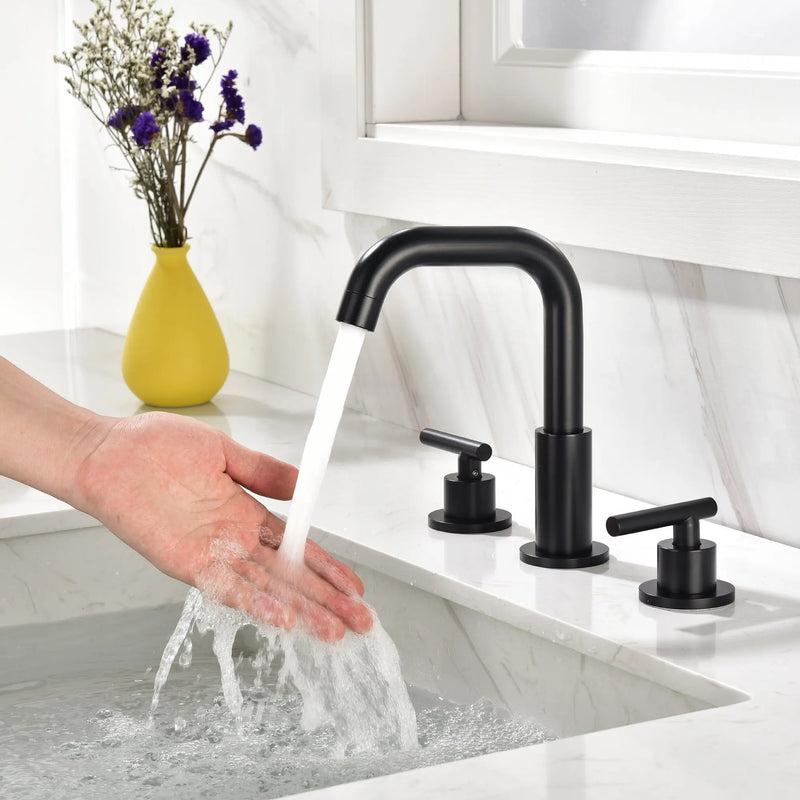 Brass Widespread Bathroom Faucet Two Handle Three Hole Vanity Sink Faucet shamanda-3-hole-widespread-faucet-brushed-gold 