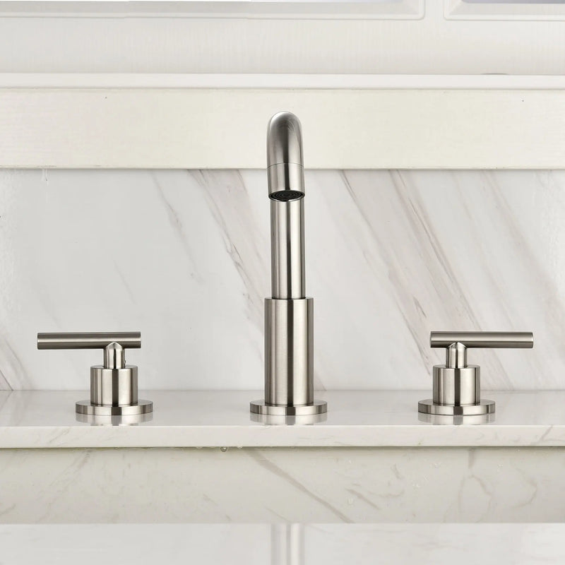 Brass Widespread Bathroom Faucet Two Handle Three Hole Vanity Sink Faucet shamanda-3-hole-widespread-faucet-brushed-gold 
