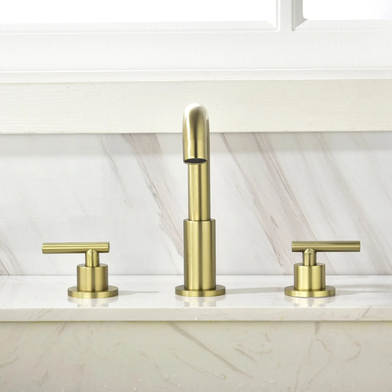 Brass Widespread Bathroom Faucet Two Handle Three Hole Vanity Sink Faucet shamanda-3-hole-widespread-faucet-brushed-gold 