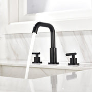 Brass Widespread Bathroom Faucet Two Handle Three Hole Vanity Sink Faucet shamanda-3-hole-widespread-faucet-brushed-gold Matte Black / Brass & Stainless Steel / 14.72 x 11.02 x 2.83 inches
