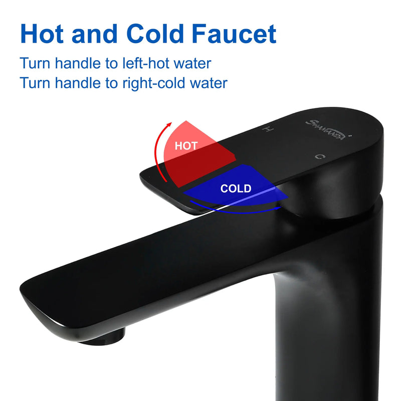 Brushed Gold Brass Bathroom Faucet, Single Handle One Hole Matte Black Lavatory Sink Faucet brass-single-handle-brushed-black-faucet 